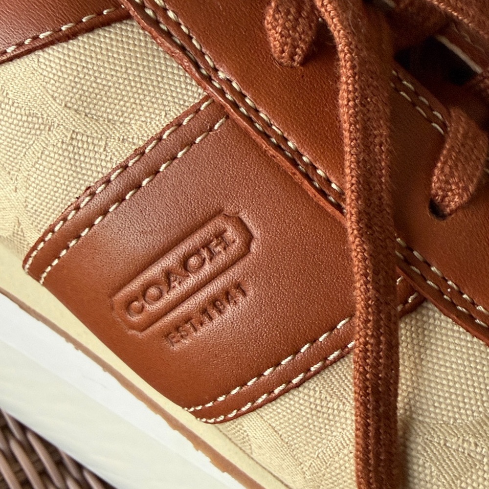 NIB Vintage 2003 COACH Jacquard Canvas Leather Monogram Sneakers Trainer Size 8M - Picture 7 of 9